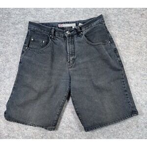 Vintage UNIONBAY Men 32 Shorts Black Denim Extra Comfort 5-Pocket Button Logo